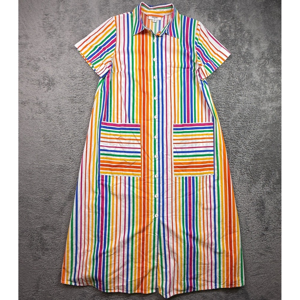 Christopher John Rogers for Target Rainbow Pin Stripe Maxi Shirt Dress 6 Button